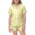 thumbnail image 1 of WEAIXIMIUNG Pyjama Rayé Imprimé pour Filles Manches Courtes Bouton Haut Shorts Ensemble de Pyjama Maison 150, 1 of 4