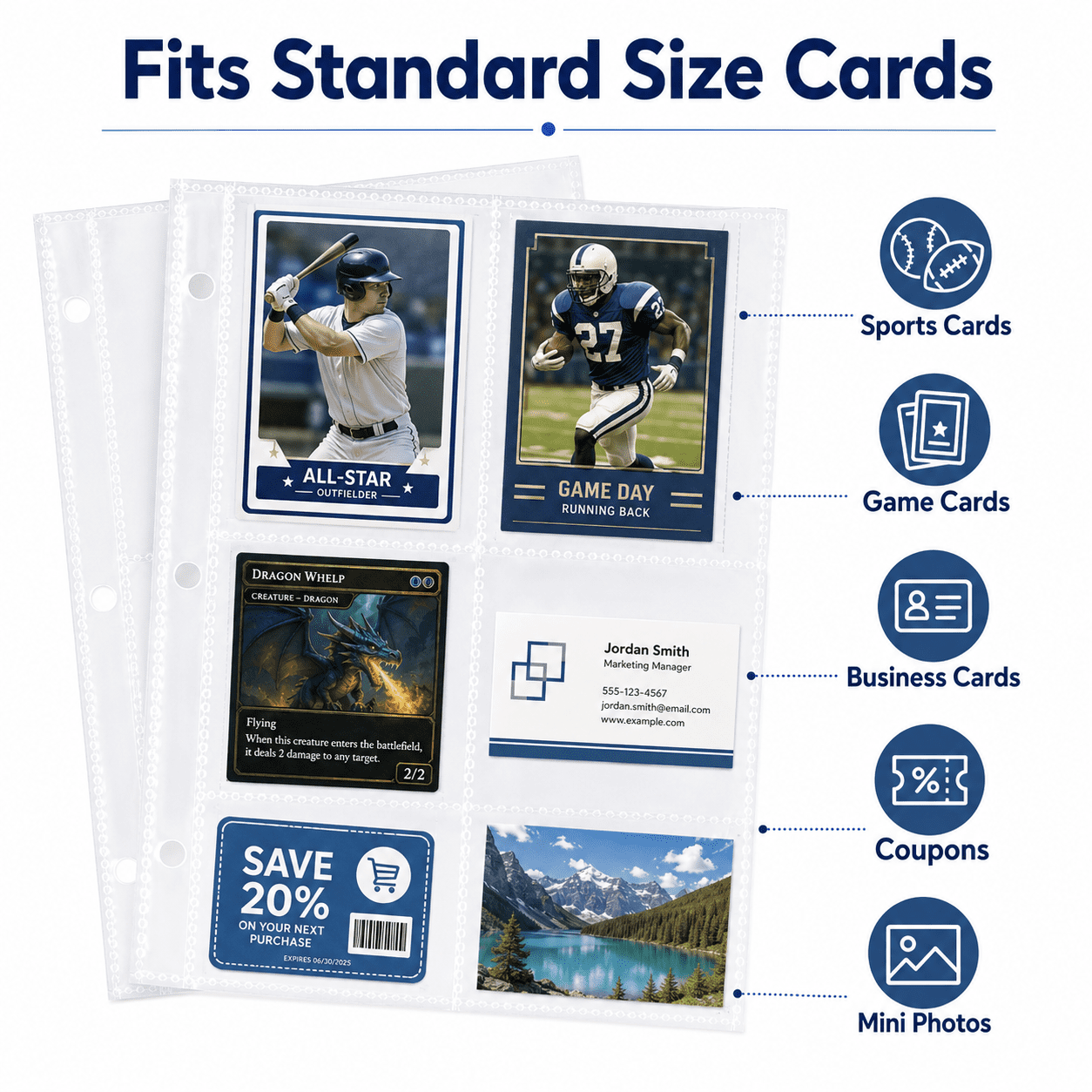 MetMetalrt 9 Pocket Trading Card Sleeves, Transparent Binder Sheets for  Baseball, Game, Business Cards - Walmart.com