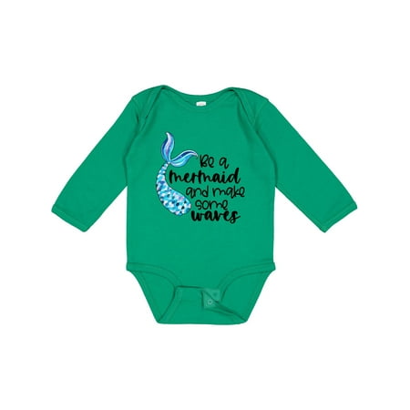 

Inktastic Be a Mermaid and Make Some Waves with Blue Mermaid Tale Gift Baby Boy or Baby Girl Long Sleeve Bodysuit