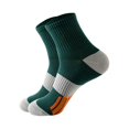 thumbnail image 2 of Helii Men's Basketball Crew Socks – Low Cut Athletic Sports Socks, Breathable Moisture Wicking Cushioned Training Socks for Running Gym, Reinforced Heel Toe Color Block Socks Green,One Size, 2 of 4