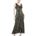 thumbnail image 3 of SWSMCLT Women's Evening Gown Cocktail Maxi Dresses Sleeveless Dress Sequin Gala Sundres Black Gold 4-6, 3 of 5