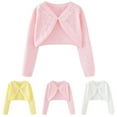 thumbnail image 2 of Zwiiyzr Long Sleeve Girls Shrug Knit Cardigan Childrens Bolero Dress Sweater Toddler Shawl Cover Up for 18M-7Y White, 2 of 7