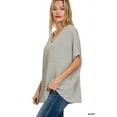 thumbnail image 2 of Zenana Women & Plus V Neck Woven Airflow Dolman Short Sleeve Blouse Top with Front Pocket, 2 of 3
