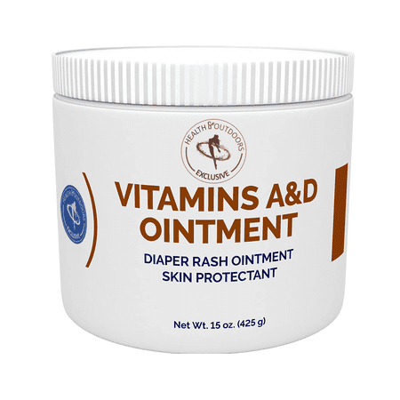 Vitamin A & D Ointment 15 Oz Jar (2 Count) Skin Protectant for First Aid, Cuts, Burns, Chaffing, Dry Skin Wounds and Scrapes