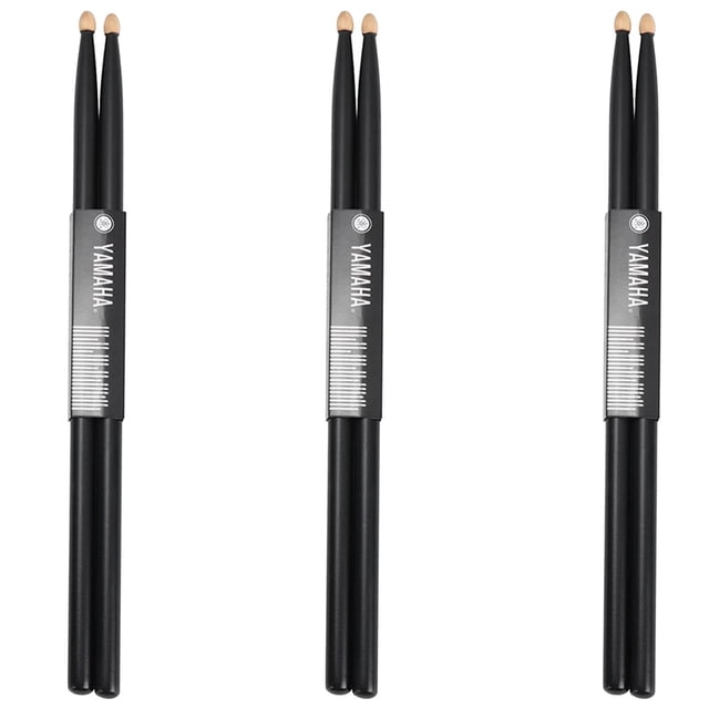 Drumsticks 5A negras StickBlack 3Pares 6Pzas Baquetas 5A 41cm Diámetro: 1.43cm Maple Blanco.