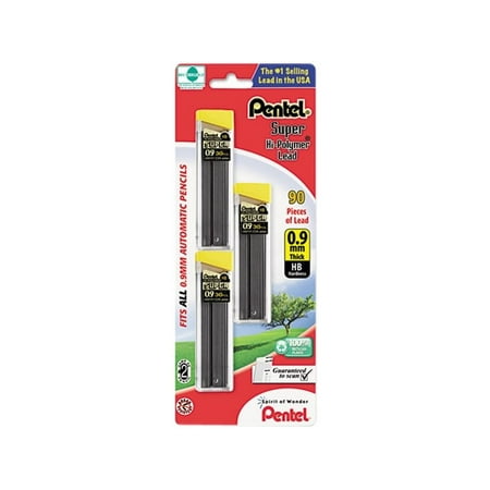 - Pentel Super Hi Polymer HB Lead Refill, Thick Point, 0.9 mm, 3 Count