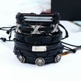 thumbnail image 3 of 6 Pcs LEATHER BRACELET CUFF BANGLE BLACK WRISTBAND MEN WOMEN SKULL, 3 of 4