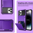 thumbnail image 6 of for iPhone 14 Pro Max Case Wallet Cover 4-Card Credit Card Holder ID Slot Scratch Resistant Dual Layer Hybrid Protective Hard Shell Rugged TPU Bumper Armor Case 6.7 inch Purple, 6 of 12