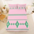 thumbnail image 4 of Castle Fairy Boho Vintage Aztec Queen Sheets 4 Pieces,Abstract Tribal Geometric Queen Sheet Sets,Mint Green Pink,1 Flat Sheet, 1 Fitted Sheet and 2 Pillowcases, 4 of 7