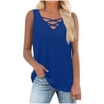 thumbnail image 2 of Htigea Clearanc Women's V Neck Tank Tops Casual Summer Button Down Sleeveless Shirts Casual Party Daily Sale Blue,XL, 2 of 6