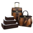 thumbnail image 4 of Embossed Ombre 5-Piece Luggage Set ~ Goldenrod/Brown, 4 of 6