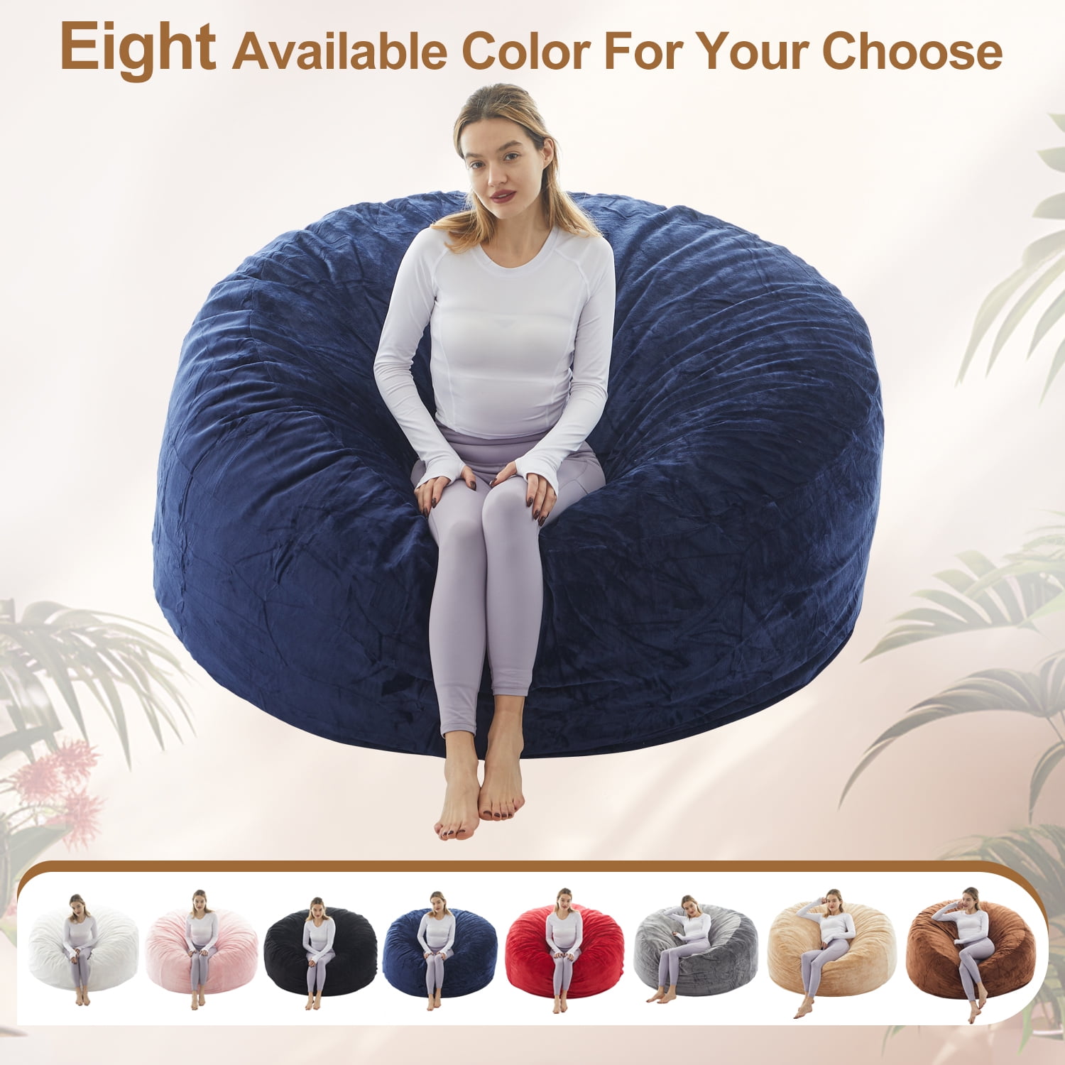 LaoGeoRon 4ft Adult Bean Bag Chairs with Filler Included,Memory Foam Beanbags with Removable Washable Flannel Cover