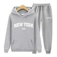thumbnail image 2 of Wangmeiwg Women's Sweatshirts Women's Trousers Suit Autumn York Letter Couples Hoodies Sweatshirt and Pants Set Unisex Sportswear for Men and Women Light Gray M, 2 of 3