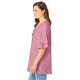 thumbnail image 3 of Woman Within Plus Size Ruffled Elbow-Sleeve Tunic, 3 of 6