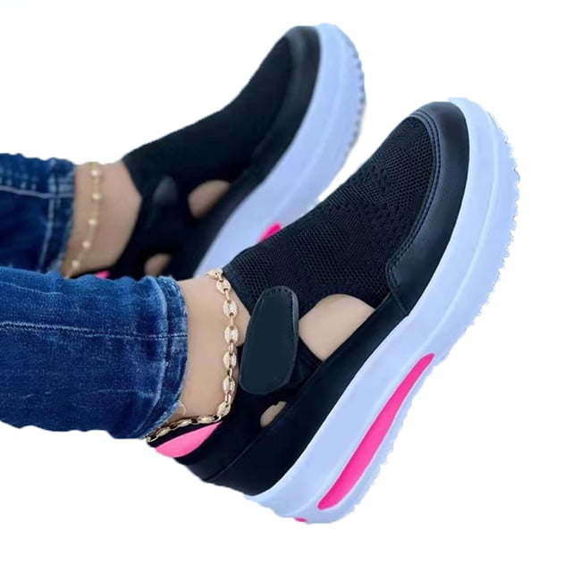 Zapatillas de plataforma ligeras Fly-Knits para mujer, zapatos para caminar, malla transpirable