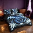 thumbnail image 2 of Manfei Blue Dragon Animals 7-Piece Twin Bedding,Gothic Floral Wildlife Bedding Comforter Set,Black Reversible, 2 of 6