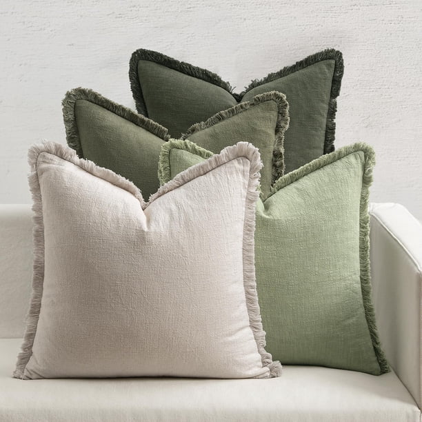 Juego de 4 fundas de almohada decorativas MIULEE, 45 x 45 cm, lino