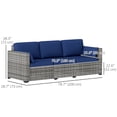 thumbnail image 2 of Dark Blue 3-Seater PE Rattan Patio Sofa with Cushions - Outdoor Conversation Set for Garden, Deck, Poolside & Balcony - Durable Steel Frame Design, 2 of 7