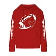 thumbnail image 4 of VISALY Hoodies Pullover Graphic Sweatshirts Knit Hoodie Women's Sweatshirt Football Graphic Long Sleeve Sweater Football Season Pullover Casual Sweaters Waffle Sweater Fall Sweatshirt Red Xxl, 4 of 5