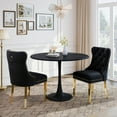 thumbnail image 3 of Dining Table Set for 2, 31.5" Round Table with All-Metal Tulip Pedestal Table, Velvet Nailhead Trim Chairs with Stainless Steel Legs, Modern Kitchen Dining Set for Apartment, Small Spaces, Gold Black, 3 of 6