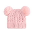 thumbnail image 3 of CPNG Kids Winter Knitted Beanie Hat Cute Girls Hats with Double Faux Fur Pom Pom Warm Fleece Lined Knit Beanies Cap for Cold Weather, 3 of 8