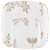 Combo Set 7" inch Salad Plates & 10" inch Square Plastic Plates Heavy Duty Hanukkah Dinner Plates with White Gold Chanukah Design Hanukkah Party Disposable China Like Plastic Dessert Plate (96 Pack)