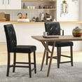 thumbnail image 4 of Gymax Set of 2 Bar Stools Tufted Counter Height Pub Kitchen Chairs w/ Rubber Wood Legs, 4 of 10