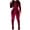 Wine, variant on FRSASU Women's solid color casual long sleeved Long Sleeve Bodycon wrinkled two-piece set with a zipper Black