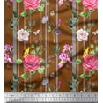thumbnail image 1 of Soimoi Poly Georgette Fabric Stripe,Camellia & Rose Floral Printed Craft Fabric by the Yard 42 Inch Wide, 1 of 1