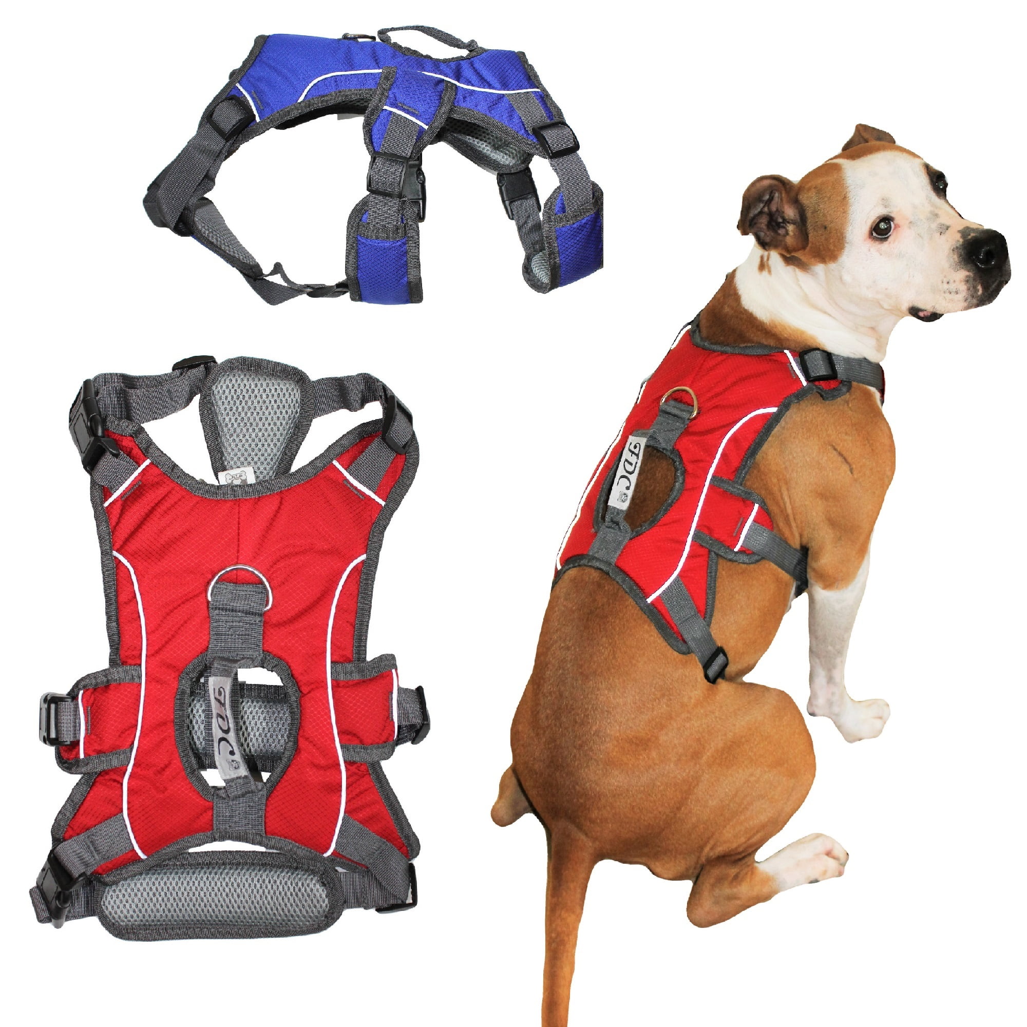 Heavy Duty Padded No-Pull Reflective Dog Harness Vest with Handle Medium to Large Dogs (X-Large: Chest 28" - 36", Red)