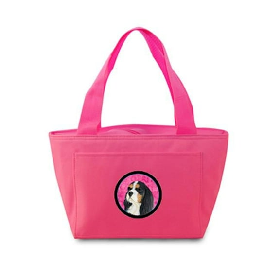 Pink Cavalier Spaniel Zippered Insulated School Washable And Stylish Lunch Bag Cooler