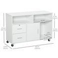 thumbnail image 2 of Lateral Filing Cabinet with Open Storage Shelf, Printer Stand Home Office Mobile File Cabinet with Wheels, Lockable Drawer, White, 2 of 7