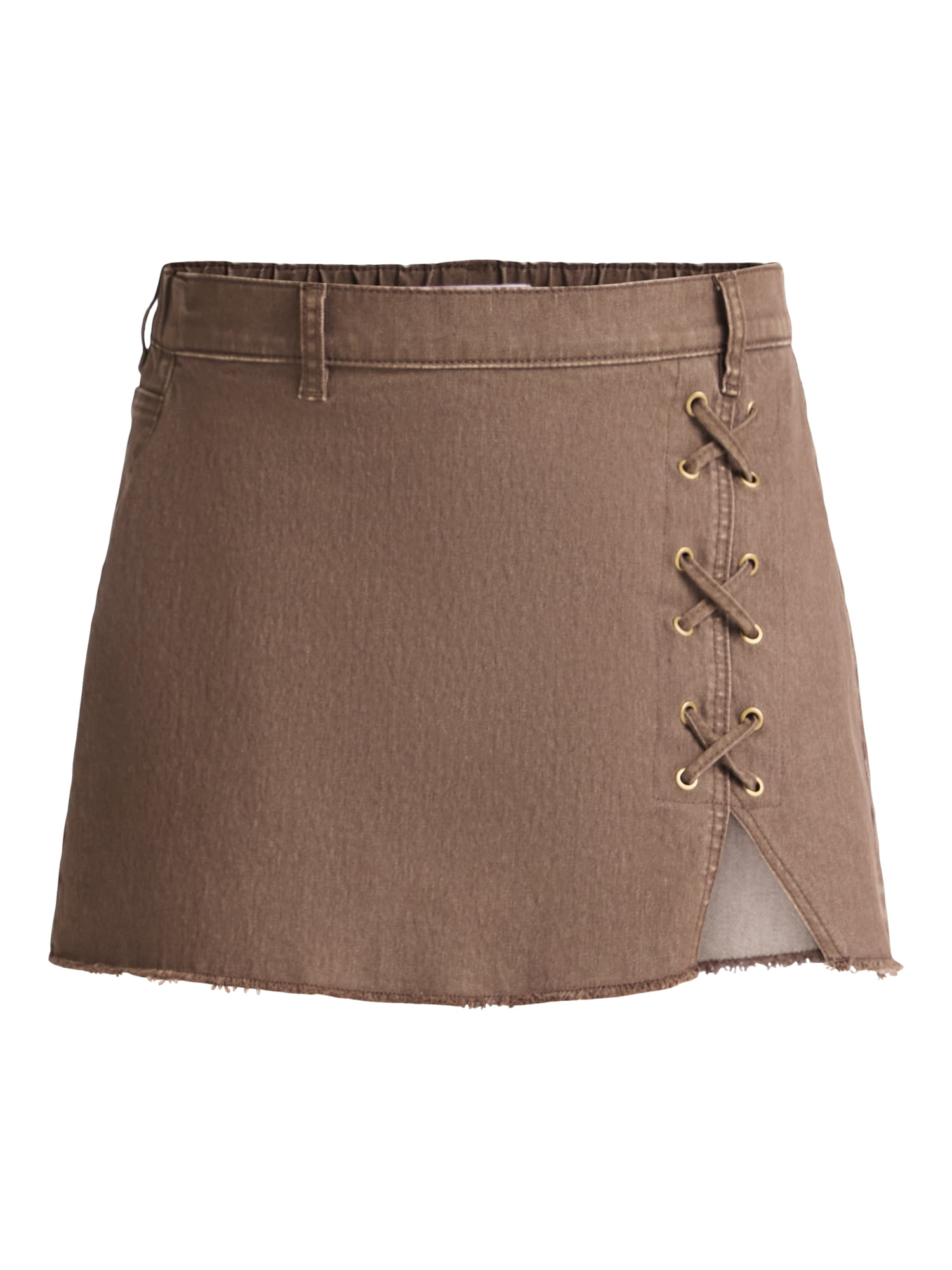 Madden NYC Women's Lace Up Denim Mini Skirt, Sizes XXS-XXL