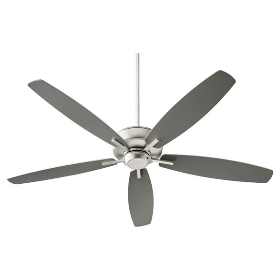 Quorum Lighting Breeze 60 5-Blade Aluminum Fan, Satin Nickel Finish, Silver/Walnut Blades