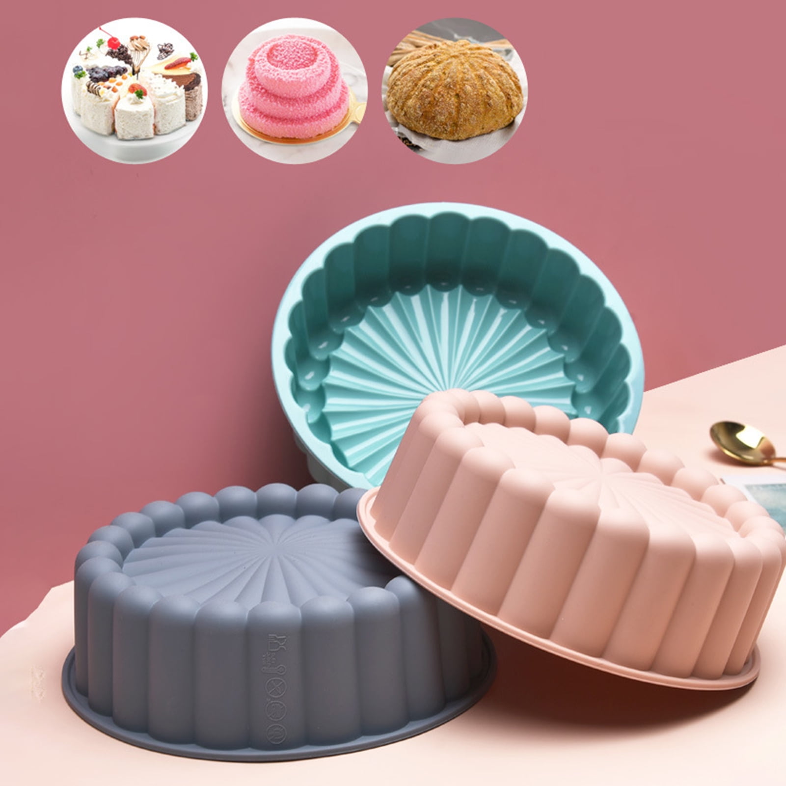 Zukuco 8 inch Round Cake Pans, Silicone Molds for Baking, Nonstick & Quick  Release Baking Pans for Cake, Cheese Cake and Chocolate Cake 