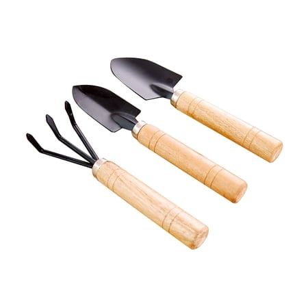 Set Rake Tool Metal Shovel Kids Handle 3Pcs Mini Wood Tools Garden Head Tools & Home Improvement