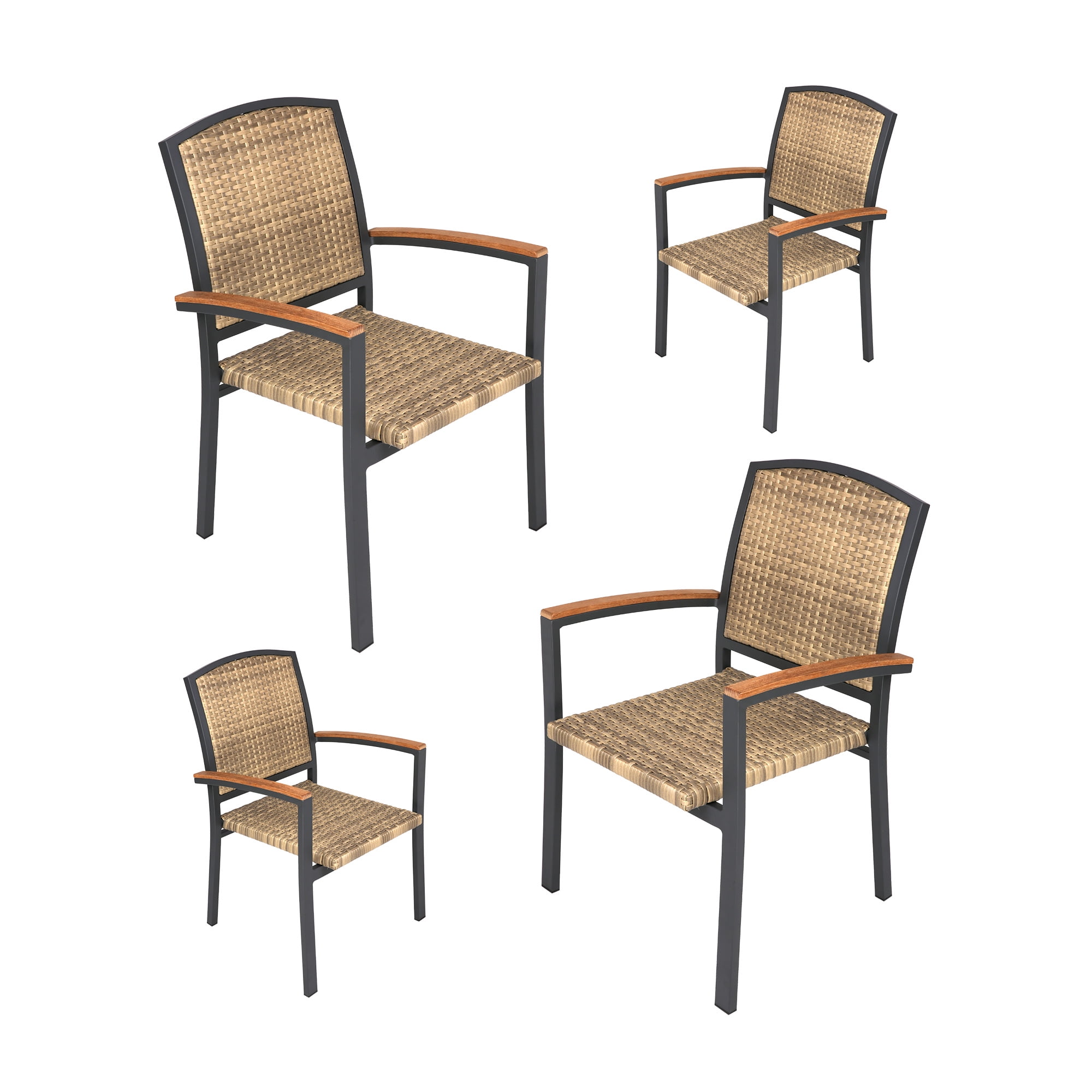 KARMAS PRODUCT Stackable Outdoor Patio Dining Chairs Set of 4 Aluminum