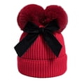 thumbnail image 4 of Krdevn Baby Knitted Hat Double Bowknot Winter Cap for Toddlers Soft Warm Thick Yarn Cold Weather Beanie,6-36 Month, 4 of 4