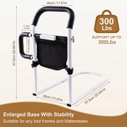 ALLJOY Bed Rails for Elderly Adults Safety- Bed Assist Rail for Seniors with Double Grab Bars, Light, Storage Bag & Fixing Strap, Fits Most Beds
