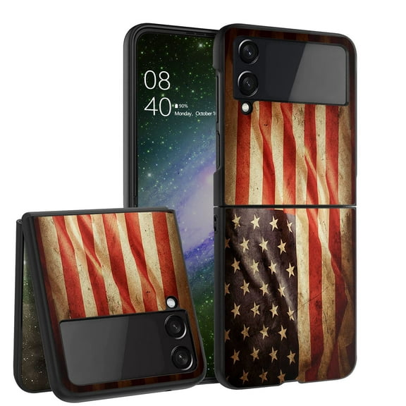 ANJ  Hard Protective Printed Case Cover Compatible with Samsung Galaxy Z Flip 4 - Vintage American Flag