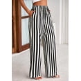 thumbnail image 4 of Pantalones de pijama PRETTYGARDEN para mujer, pierna ancha, algodón a rayas, 4 of 9