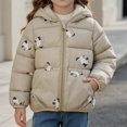 thumbnail image 3 of DJDLJWCJ Girls Bear Ears Jacket Cute Printed Puffer Coat Zip Up Winter Warm Jacket with Hood Brown Size 2T, 3 of 9