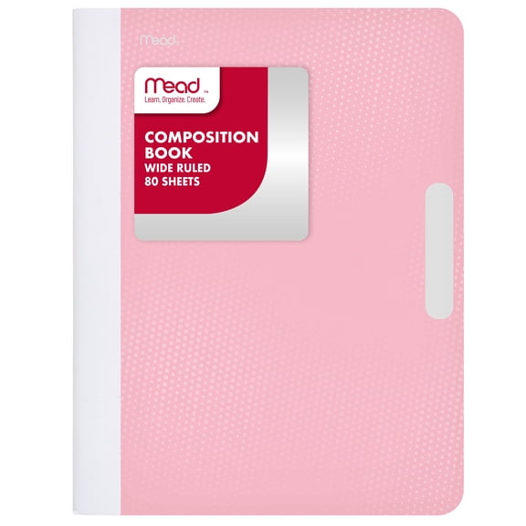 Mead Composition Book, Wide Ruled, 80 Sheets, 7.5" x 9.75", Pastel Pink