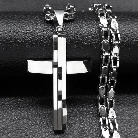 Hip Hop Cross Pendant Necklace for Men 14K White Gold Faith Chain Necklaces Christmas Gift Jewelry colar masculino