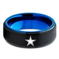 thumbnail image 2 of Blue Tungsten Wedding Band,Football Inspired Ring,Blue Wedding Ring,Black Tungsten Ring,Galaxy Star Tungsten, 2 of 3