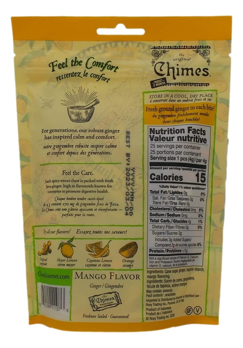 Chimes Ginger Chews Candy - 3 Flavor Variety (1) each: Orange, Meyer Lemon, Mango | MerlinsMart Zine
