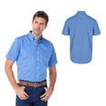 thumbnail image 2 of Camisa de Gabardina Manga Corta para Caballero, Color Azul Francia, Talla Mediana, 50% Algodón y 50% Poliéster. Yazbek C0606, 2 of 3