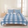 thumbnail image 3 of Queen Quilt Set 90''x96'', Blue White Plaid Lightweight Bedspread Coverlet Set with 2 Pillow Shams, Gradient Geometric Buffalo Checkered Breathable All Season Quilt Bedding for Bedroom/Guest Room, 3 of 9