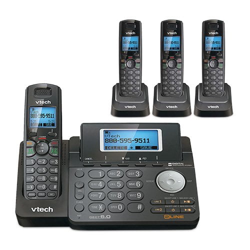Teléfono inalámbrico VTech DS6151-11 DECT 6.0 de 2 líneas con 3 auriculares