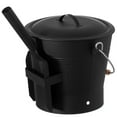thumbnail image 5 of Black Iron Ash Bucket with Lid and Wood Handle Brush Use for Fire Pit, Wood Burning Stove and Grill, 5 of 7